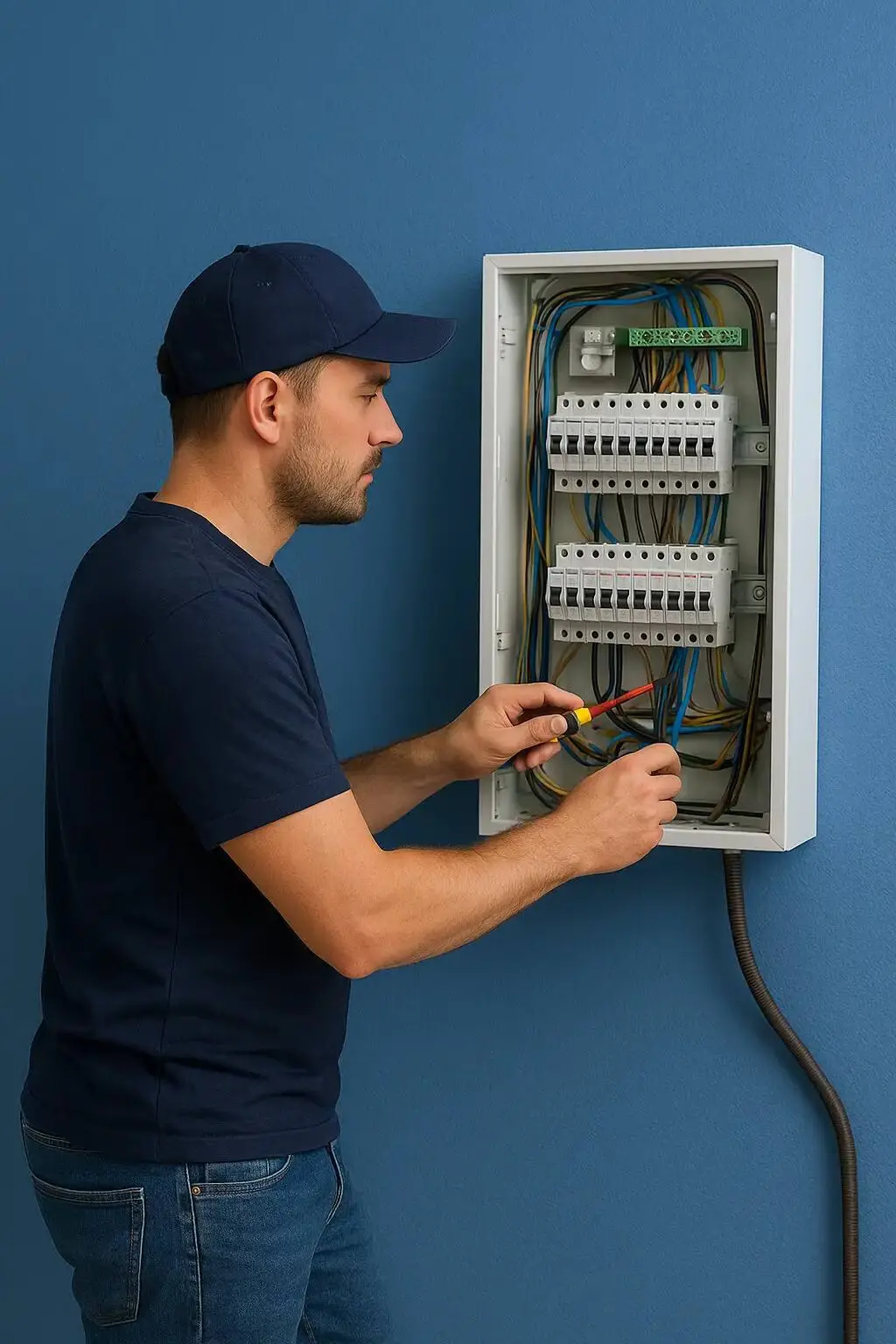 Electrician Services in Dubai-worker-performing-fixing
